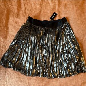 Express Metallic Pleated Skirt